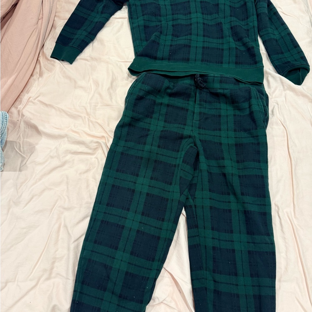 Polo by Ralph Lauren Dark Green & Navy Plaid sweatsuit set - Picture 3 of 10